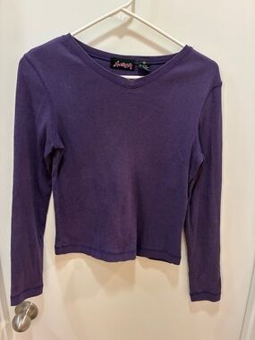 Spoiled Girl purple ribbed V-neck top